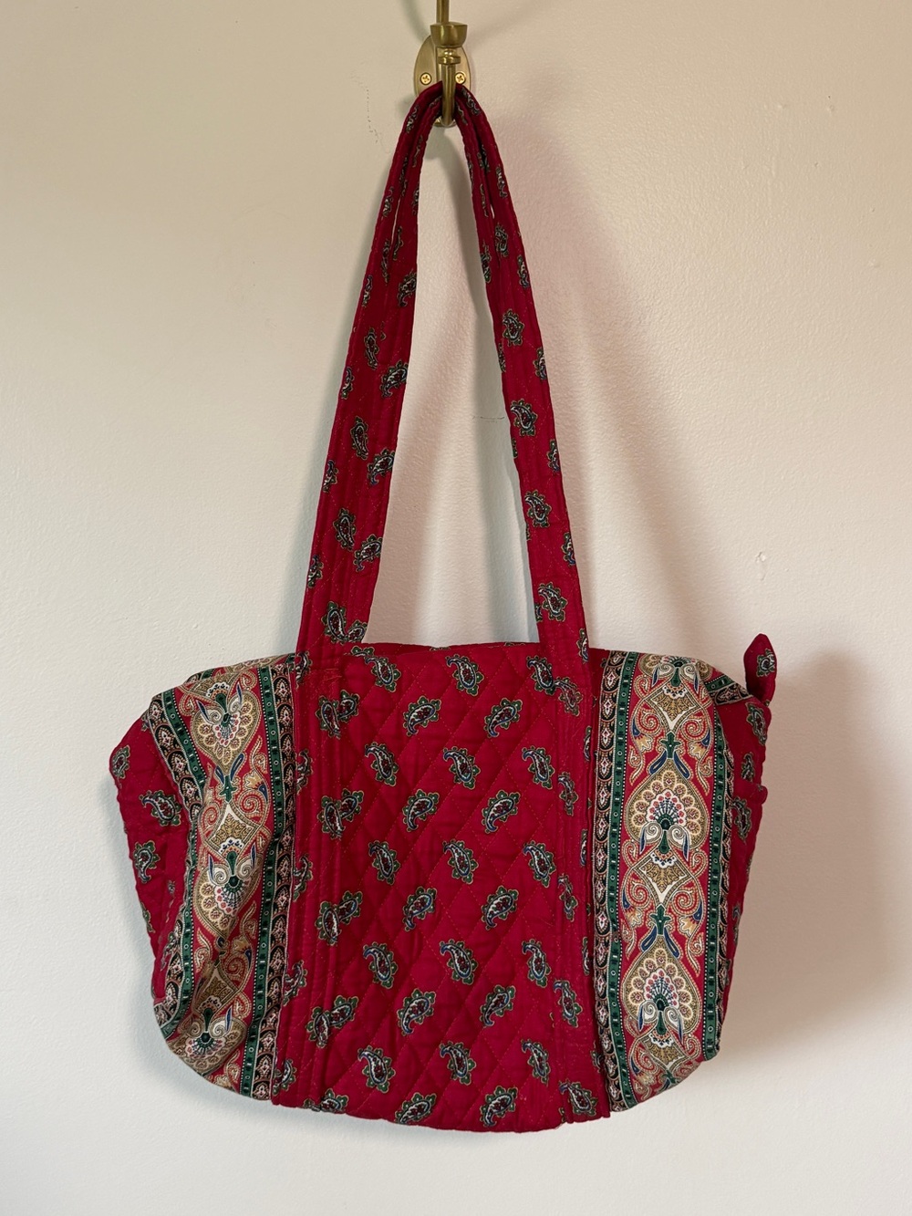 90s Vera Bradley red quilted paisley mini weekender tote bag Indiana Spring 1991